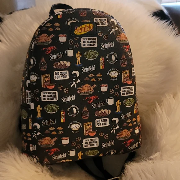NWT Funko Seinfeld Black Mini Backpack NWT Funko Loungefly Seinfeld Logo Quotes Purse/Bag Mini  main image 4